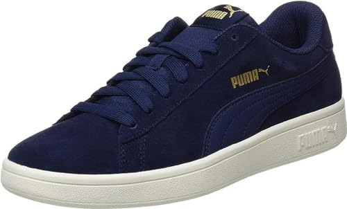 PUMA Unisex Adults' Fashion Shoes SMASH V2 Trainers & Sneakers, PEACOAT-PUMA TEAM GOLD-WHISPER WHITE, 42.5