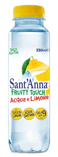Sant'Anna Fruity Touch al Gusto di Limone, Bevanda al Limone in Acqua Minerale Naturale, Bottiglie da 0,33 Litri, Confezione da 12 bottiglie da 0,33 L