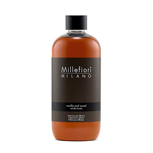 Millefiori Milano Ricarica per Diffusore di Aromi per Ambiente, Fragranza, Vanilla & Wood, 500 ml