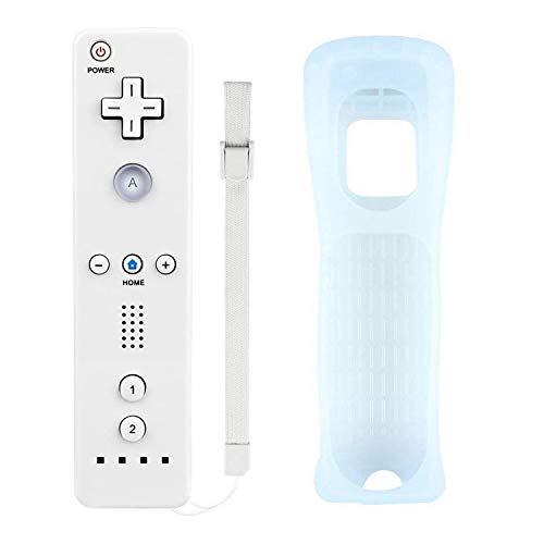 Mribo - Telecomando di ricambio per telecomando Wii, con custodia in silicone e cinturino da polso, per Nintendo Wii e Wii U (bianco)
