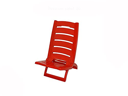 Vetrineinrete Spiaggina da mare bassa in plastica sedia pieghevole da spiaggia e campeggio 60 x 37 cm (Rosso)