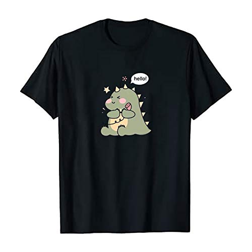 Xmiral t Shirt Uomo Tee Maglie Maglietta Magliette Personalizzate Camicie da Uomo O-Collo Casual Maniche Corte Camicette con Stampa di Dinosauri (S,1Uomo-Nero)
