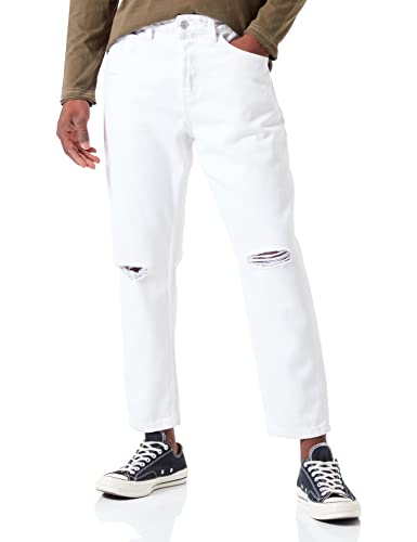 Only & Sons Onsavi Beam Crop White Damag Pk2310 Jeans, Bianco Denim, 31 W/32 L Uomo
