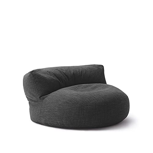 Lumaland Interior Line - Pouf, divano rotondo per interni, imbottitura da 320 l, 90 x 50 cm, effetto lino anche al tatto, colore: grigio scuro