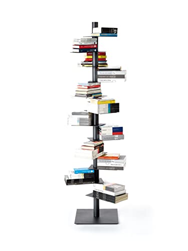 ZStyle BBB ITALIA Libreria NARDO a colonna verticale scaffale autoportante con ripiani girevoli 360° (H 200 cm, Antracite)