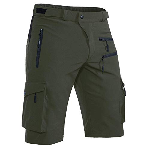 Hiauspor Pantaloni da MTB da Uomo Elasticizzati ad Asciugatura Rapida per Il Trekking e l'escursionismo (Verde, Medium)