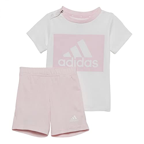 adidas I BL T Set, Tutina per Bambino e Neonato Unisex-Bimbi 0-24, Top:White/Clear Pink Bottom:Clear Pink/White, 6-9M
