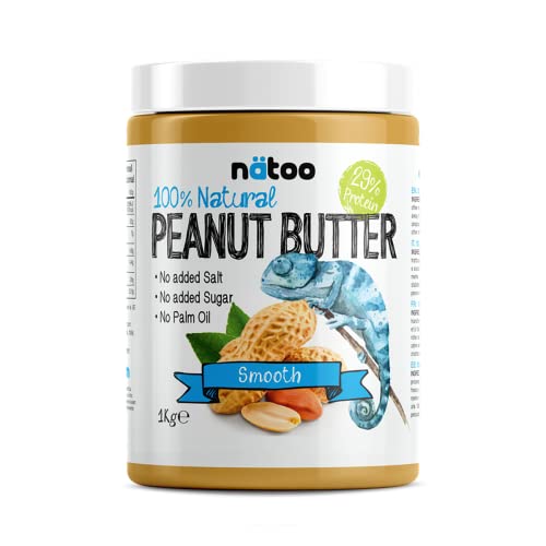 NÄTOO Burro d'arachidi 100% Naturale - 1kg - Peanut Butter Smooth - 100% arachidi tostate di alta qualità - senza zuccheri aggiunti