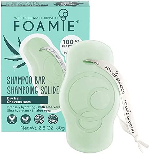 Foamie Shampoo solido per capelli secchi con aloe vera e olio di mandorle che idrata intensamente i capelli secchi shampoo 100% vegano e senza plastica 80 g