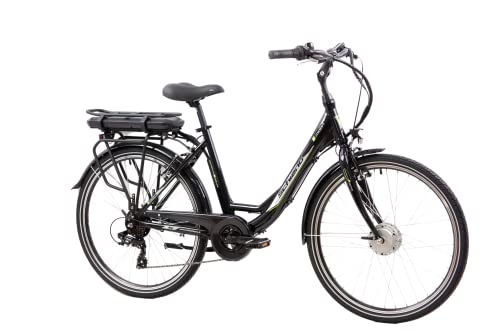 F.lli Schiano E- Moon 26' Bicicletta elettrica, Bici Elettrica con Pedalata Assistita 250W, City E-bike Unisex Adulto, Li-Batteria Rimovibile 36V 13Ah, SHIMANO 7 velocità, Nera