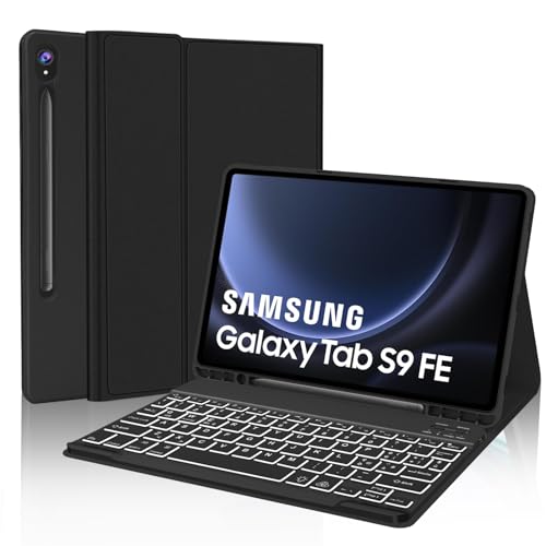 JADEMALL Custodia Tastiera per Samsung Tab S9 FE 10.9' 2023 - Tastiera Samsung Galaxy Tab S9 11', Italiano QWERTY Tastiera Retroilluminata Bluetooth Magnetica Staccabile, Nero