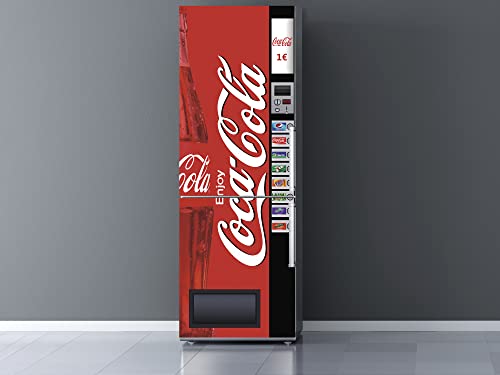 Adesivi in vinile per frigorifero Distributore automatico Cocacola | Varie misure 185 x 60 cm | Adesivo resistente e di facile applicazione | Adesivo decorativo dal design elegante