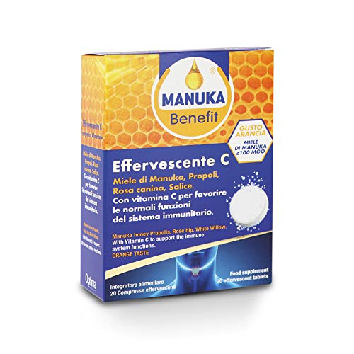 Optima Naturals Manuka Benefit Effervescente C, 20 Compresse, Blu, 20 Unità, 90 Grammo