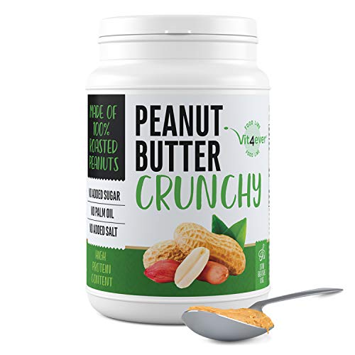 Peanut Butter Crunchy - 1kg di burro di arachidi naturale senza additivi - 30% di proteine - burro di arachidi senza aggiunta di sale, olio o grasso di palma - vegan