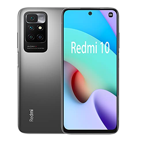 Xiaomi Redmi 10 - Smartphone 64GB, 4GB RAM, 6.5' FHD+ DotDisplay, MediaTek Helio G88, 50MP AI Quad Camera, Dual SIM, Grigio
