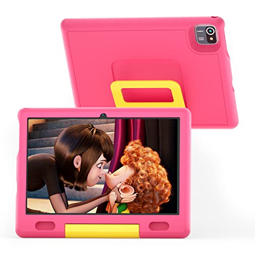 ULIST Tablet Bambini 10 Pollici Android 11 Kids Tablet, 2GB+32GB, Quad Core, Controllo Parentale, Kidoz Preinstallato, WiFi, Bluetooth, 6000mAh Tablet per Bambini (Rosa)