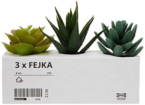 Ikea 203.953.31 FEJKA - Mini piante grasse artificiali da scrivania con vasi, 6 cm (confezione da 3)