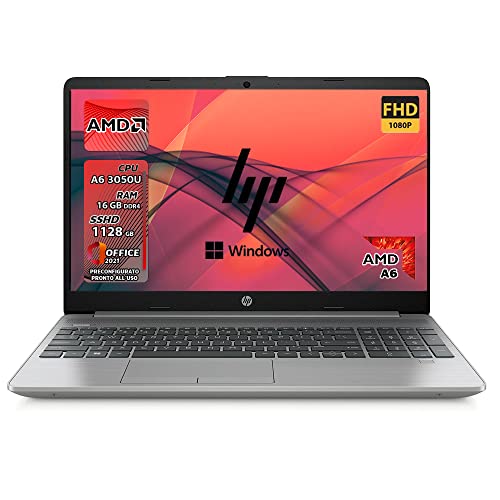 HP 255 G8 | Pc portatile notebook | Ram 16 GB ddr4 | SSHD 1128 GB | Amd 3050U | Silver | Display 15.6' | FHD | BT | WiFi | Windows 11 Pro | Office Pro | Computer portatile Pronto all'uso