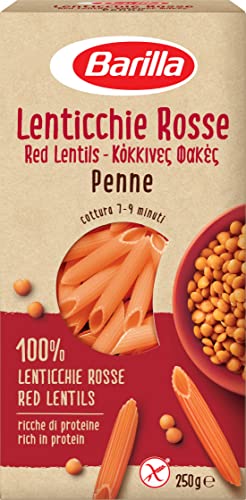 Barilla Pasta di Legumi Penne di Lenticchie Rosse, Ricche di Fibre e Proteine, senza Glutine, 250g