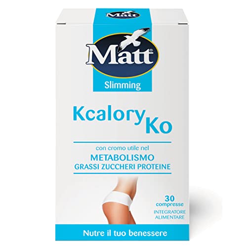 Matt - Kcalory Ko - Integratore Alimentare con Cromo Utile nel Metabolismo di Grassi, Zuccheri e Proteine - Potere Dimagrante, Diminuisce il Senso di Fame - Confezione da 30 Compresse