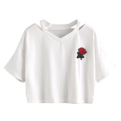Homebaby T Shirt Donna Vintage - Arcobaleno Stampato Maglietta Donna Manica Corta Elegante - Top Tumblr Estiva Particolari Magliette Corte Ragazza Tumblr T-Shirt Donna (S, Bianco)