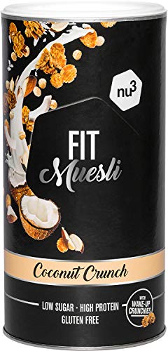 Fit Protein Muesli Coconut Crunch - 450 g di muesli proteico con noce di cocco, mandorle, guaranà e matcha per un risveglio naturale - 36% di proteine - Solo 4% di zucchero - Colazione vegana nu3