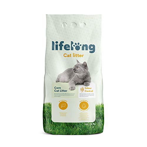 Marchio Amazon - Lifelong Lettiera di mais per gatti, Senza profumo, 10L, Confezione da 1