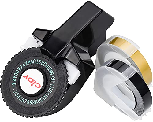 YUENX Mini Stampante per Etichette 3D Goffratura Macchina da Scrivere Macchina per Scrivere fai da te con Nastro da Taglio Nero (oro)