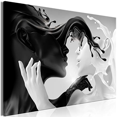 murando Quadro Coffee&Milk Amore 120x80 cm Stampa su tela in TNT XXL Immagini moderni Murale Fotografia Grafica Decorazione da parete 1 pezzo Astratto Viso nero bianco h-C-0213-b-a
