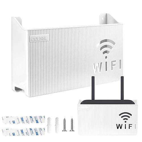 FAELNK Scatola Router WiFi da Muro di Immagazzinaggio Router Porta wifi da Parete per Decorazione da Pareteper Organizer per Cavi per Router Hider Rackper per Soggiorno (Bianco)