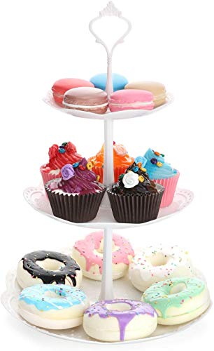Alzata per torta in plastica a 3 livelli, dessert alla frutta Caramelle Buffet Tè Snack Biscotti Porta cupcake Display piatto la casa per Halloween Matrimonio Festa di compleanno , Rotondo