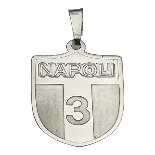 Ciondolo medaglia 'Scudetto Napoli Calcio 3' in argento 925 (Grande)
