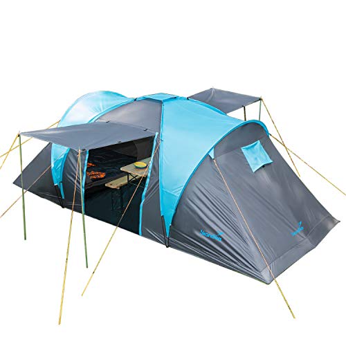 Skandika Hammerfest 4 persone - Tenda de campeggio familiare - zanzariera - 2x cabine da letto (senza pavimento cucito)