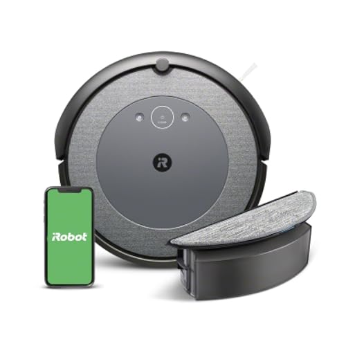 iRobot Roomba Combo i5, Robot Aspirapolvere Lavapavimenti, Mappatura Intelligente, Wi-Fi, Rilevamento Ostacoli, 2 Spazzole in Gomma Multi-Superficie, Programmabile con App e Assistente Vocale