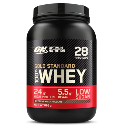 Optimum Nutrition Gold Standard 100% Whey Proteine in polvere per lo Sviluppo e il Recupero Muscolare con Glutammina e Aminoacidi BCAA Naturali, Gusto Cioccolato al Latte Estremo, 28 Dosi, 896 g