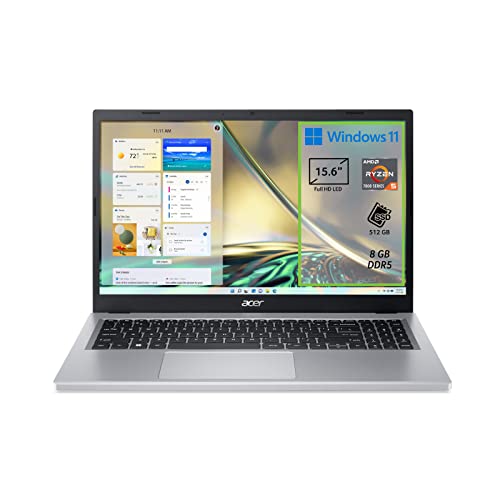 Acer Aspire 3 A315-24P-R8DK PC Portatile, Notebook, Processore AMD Ryzen 5 7520U, RAM 8 GB DDR5, 512 GB PCIe NVMe SSD, Display 15.6' FHD LED, Scheda Grafica AMD Radeon, Windows 11 Home, Silver