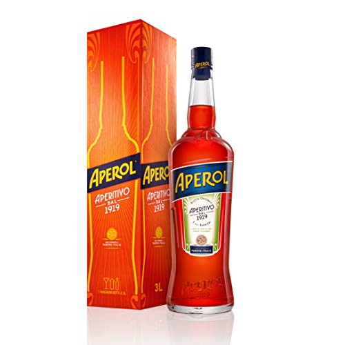 Aperol - Aperitivo Alcolico a Base di Erbe, Radici e Arance Dolci e Amare, 11% Vol, Bottiglia in Vetro da 3 lt