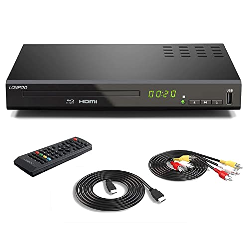 Lettore Blu-Ray dvd Per TV - 1080P HD Lettore DVD Compatto con Uscita AV & HDMI & Coassiale, Ingresso USB, Supporta Bluray DVD Region B/2 & DVDs Regione Libera 1~6…