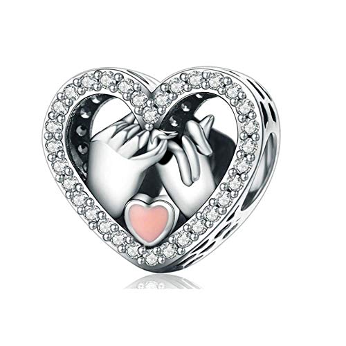 Annmors Cuore d'amore Bead Charm Donna argento Ciondolo a forma di, in argento Sterling 925, compatibile con braccialetti e collane europe