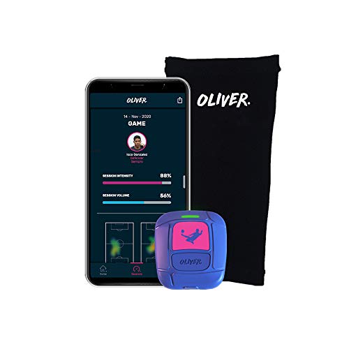 Oliver Oli GPS Fútbol Tracker-Cubre espinillera-App iOS y Android para jugar Mejor y prevenir lesiones, Calcio Unisex-Adulto, Blu, Pequeño