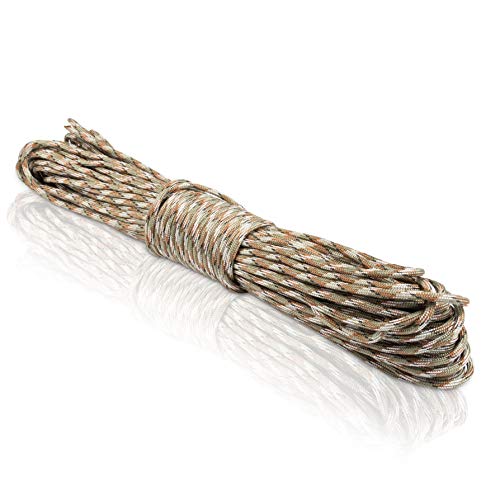 CoverUp! paracord 550 - paracord 550 composto da 7 fili d'anima - corda resistente da 31 metri con guaina in corda estremamente robusta (Mimetico)