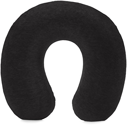 Amazon Basics - Cuscino per il collo, in memory foam, 1 unità, Semicircolare, Nero