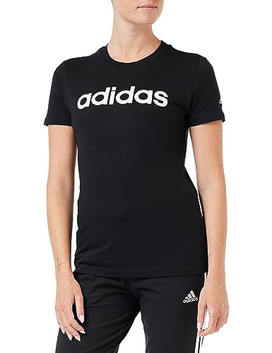 adidas Essentials Slim Logo, T-shirt Donna, Black/White, M