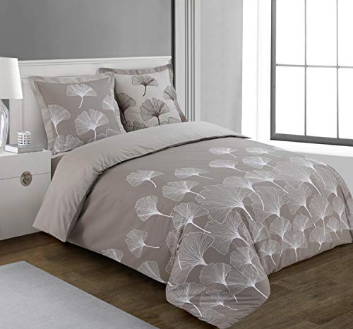 Vision - Completo biancheria da letto reversibile Ginko, completo copripiumino 240 x 220 cm con 2 federe per cuscino standard per letto matrimoniale, 100% cotone
