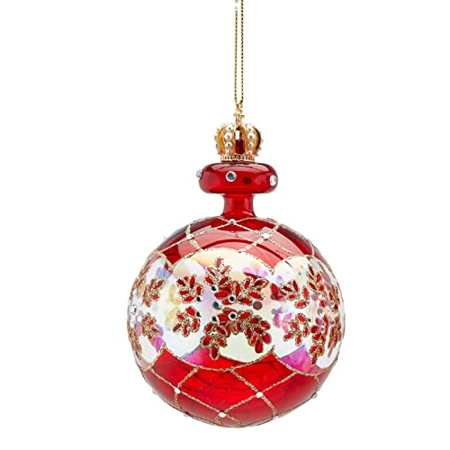 Magie di Natale Pallina per albero di Natale in vetro decorata pendaglio decorativo rosso da 13 cm (A Strisce)