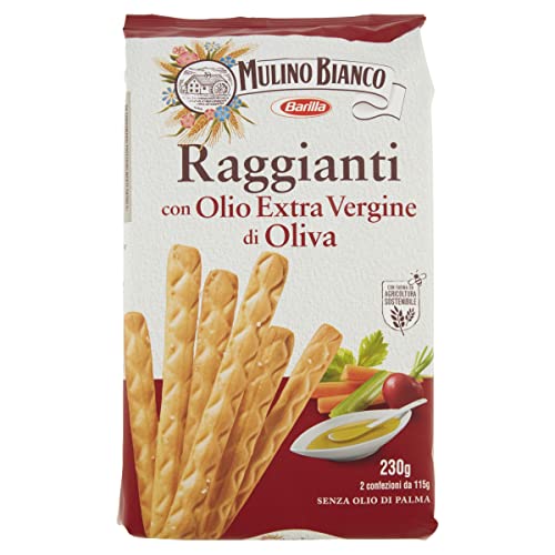 Mulino Bianco Grissini Raggianti con Olio Extravergine d'Oliva, Snack Salato per la Merenda, senza Olio di Palma - 230 gr