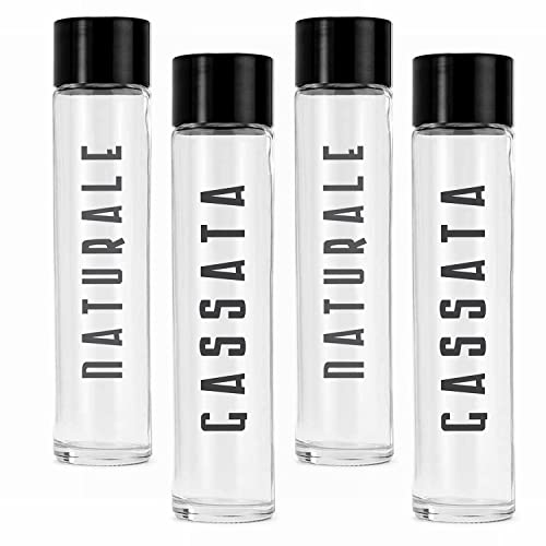 BrandPrint - Set di 4 Bottiglie in Vetro Modello Tubo 750 mL serigrafata Grigio Scuro con Tappo a Vite (2 Naturale e 2 Gassata)