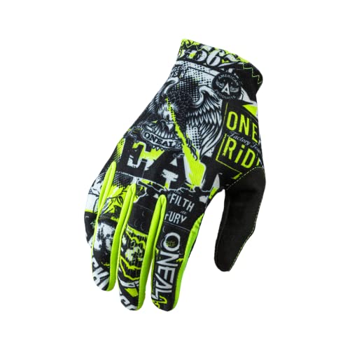 O'NEAL | Guanto Bike Motocross | MX MTB DH FR Downhill Freeride | Materiali durevoli e flessibili, palmo superiore ventilato | Matrix Glove Attack | Unisex | Nero Neon Giallo | Taglia M
