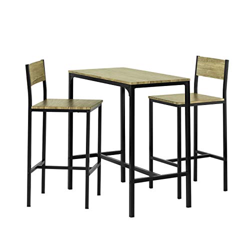 SoBuy Tavolo con sedie Cucina Tavolo Bar Sgabello Bar Tavoli Ristorante legno Altezza 87 cm OGT03-N