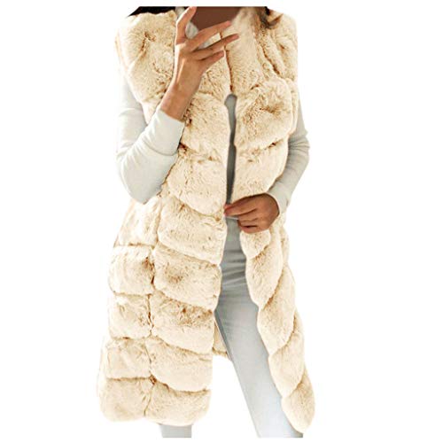 IQYU Gilet di pelliccia da donna in pelliccia sintetica – Gilet in pelliccia sintetica elegante giacca trapuntata con cappuccio, giacca in pelliccia senza maniche, per autunno e inverno, caldo, in